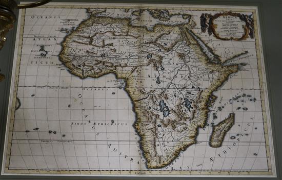 Nicholas Sanson, coloured copper plate Map of Ancient Africa, dated 1667, label verso for The Map House 40 x 55cm